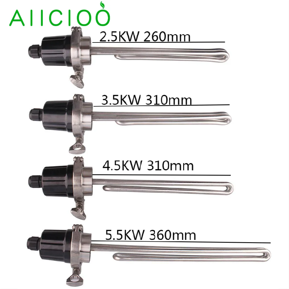 Электрический нагревательный элемент AIICIOO 2 Tri clamp для жидкости SUS304 OD64mm 240v
