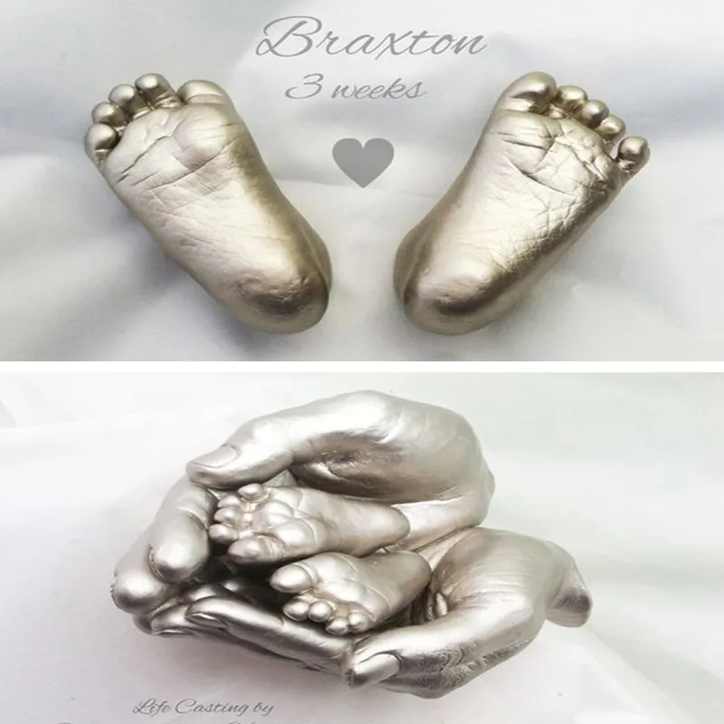3D baby hand and foot print mud clone powder newborn gypsum souvenir production material | Дом и сад