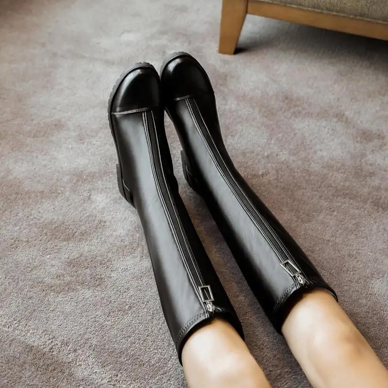 New Over-the-Knee skinny sexy high-heel boots winter knitting Round Toe velvet warm women's boots women thigh high flat boots