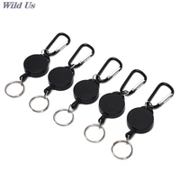 key ring keyring steel cord black wire rope car keyring badge reel retractable recoil anti lost ski pass id card holder 60cm