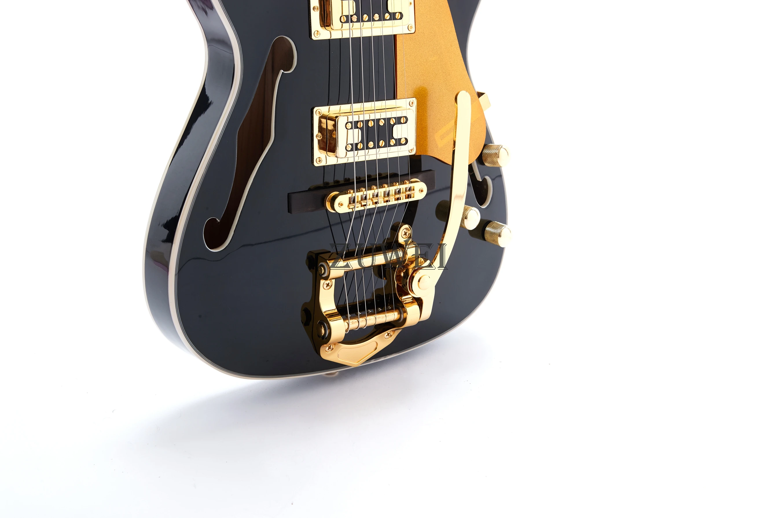 TL Электрогитара Custom Shop Полу полый корпус золотой Аппаратный набор В Стыке