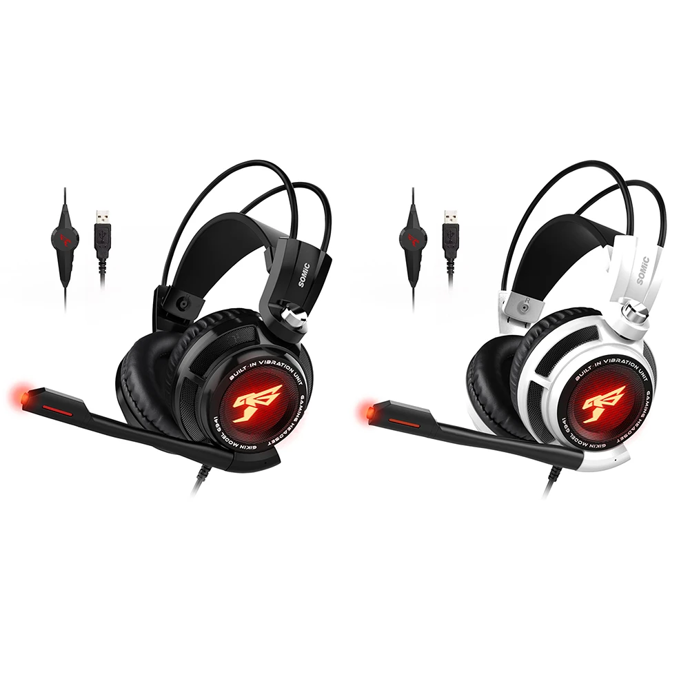 

Somic G941 Gaming Headset 7.1 Sound Vibration Headset with Mic Stereo Bass Noise Cancelling Headphone LED Light USB Plug for PC