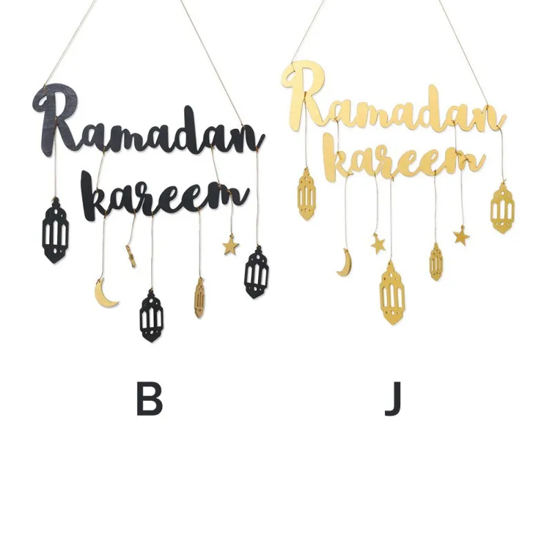 

Home Decor Ramadan Decoration Accessories Moon And Star Alphabet Pendant Wooden Craft (Wind Chimes For Home Dropshipping New