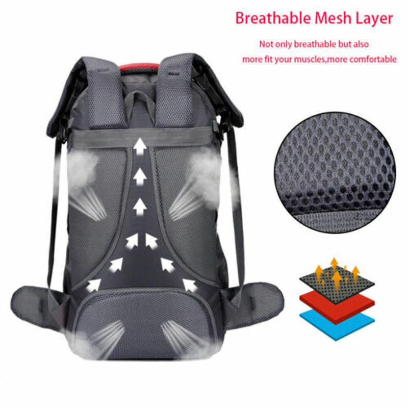 60L Outdoor Waterproof Mountaineering Bag Nylon Material Hiking Camping Travel Backpack Large Capacity Outdoor Sports Bag