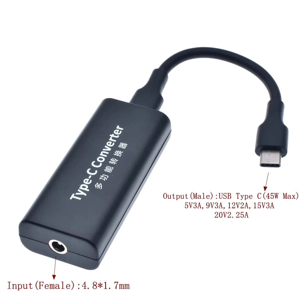 Переходник постоянного тока 4 8x1 7 мм с гнездовым разъемом на USB C адаптер питания