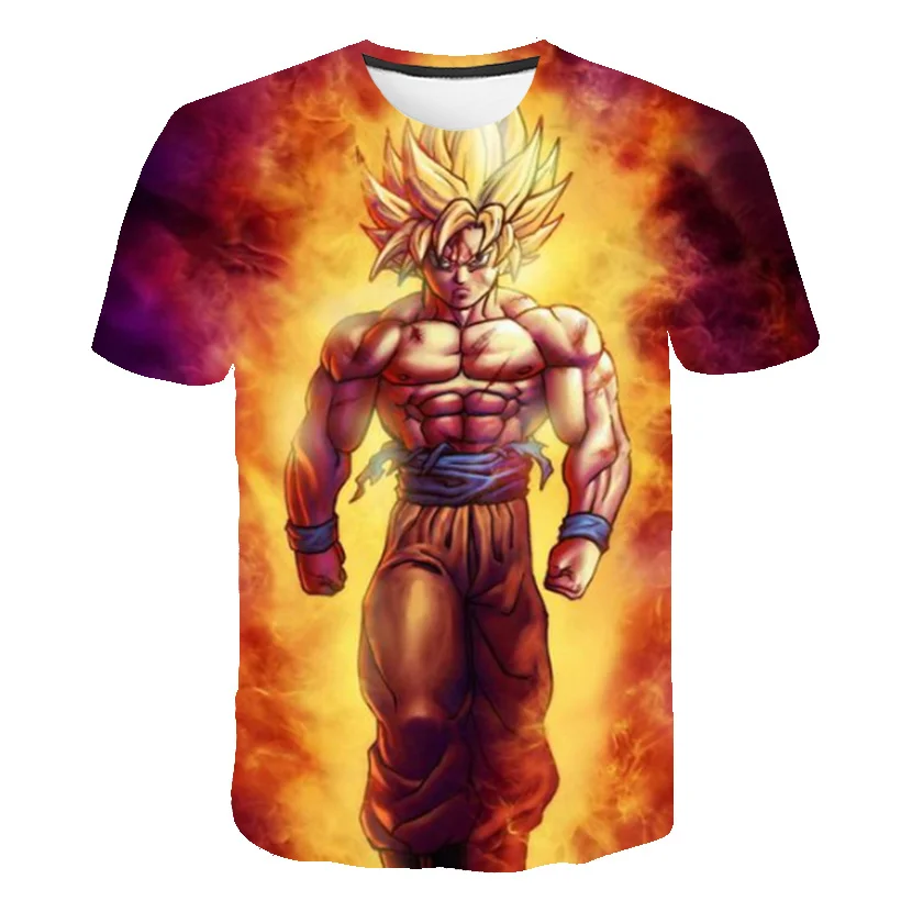 

2021 New Dragon Ball Theme Top Fashion Cartoon Anime Cool Men's T-shirt Male Anime 3DT Shirt Boy Street Summer Slothing