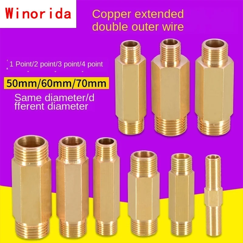 

Brass Lengthened Direct 1/8 1/4 3/8 1/2 Inch Extension Pipe Diameter Reduction Conversion External Thread Copper Fittings