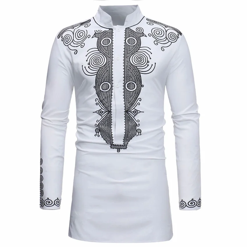 ZT-18539 color 13 African Dresses for Men 3D Dashiki Print Full Sleeve Shirt Bazin V-neck T-shirt Male Traditional Ethnic Tribe Style Tops Outfit - Цвет: ZT-18539 color 13