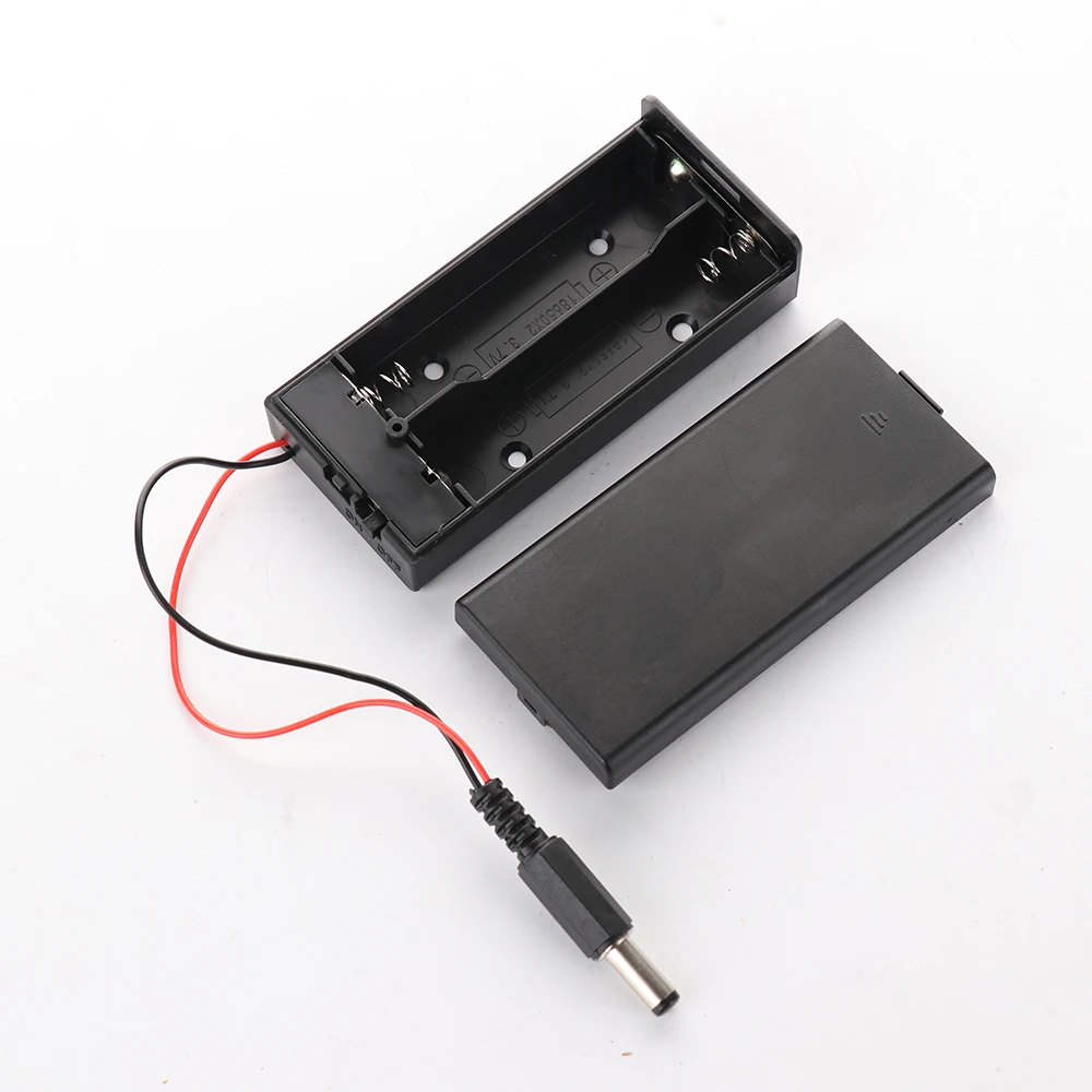 2*18650 Battery Box Case Holder Series 2 Slots DIY Storage Switch ON/Off &ampCover DC Plug For Soldering Connecting |