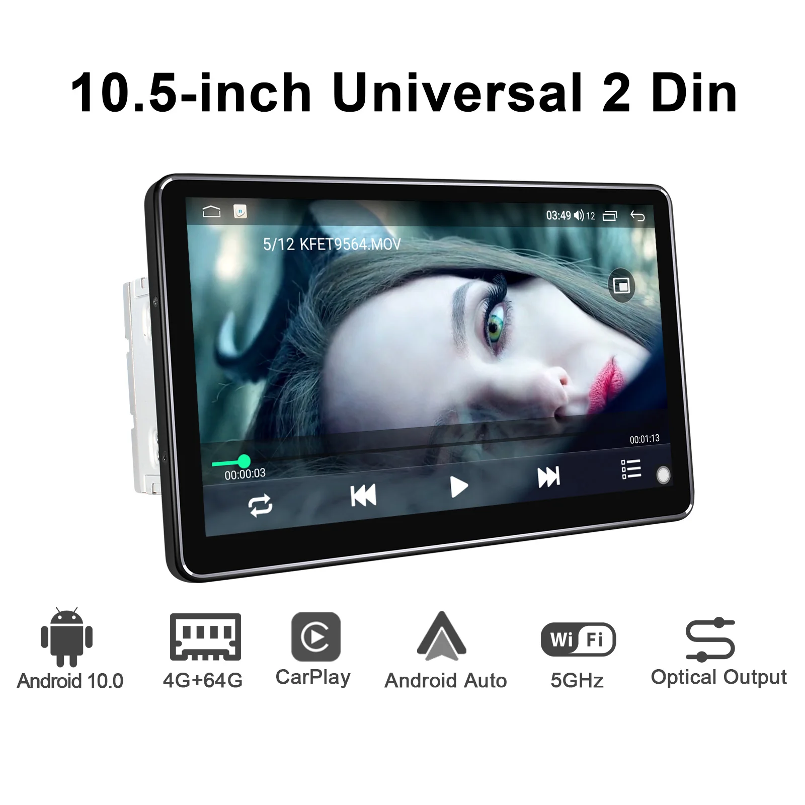 

Joying 10.5inch 2Din Android10 Car Radio IPS 1280*720 GPS Carplay Optical Output 5GWIFI SPDIF DSP 32EQ Bluetooth DAB