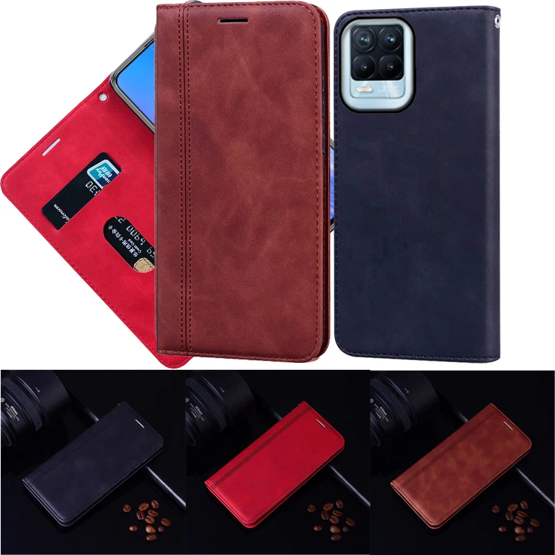 

Case For Realme 8 Pro Protective Flip Cover PU Leather Case Protective Realme 8 Pro Shell Wallet Funda Capa Bag