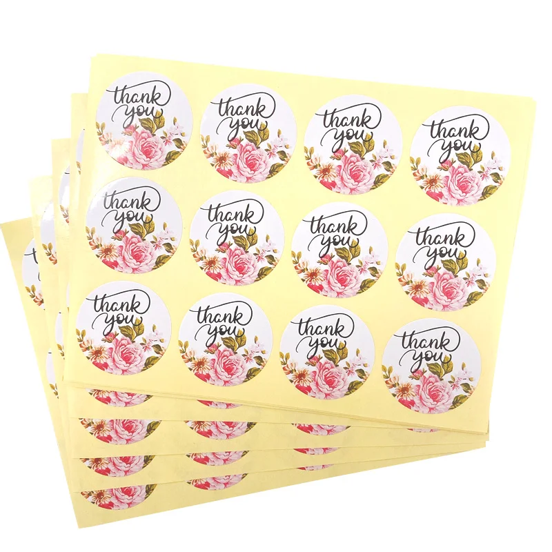 1200 шт./лот Симпатичные Круглые клейкие крафт-наклейки с надписью Thank you Flower DIY
