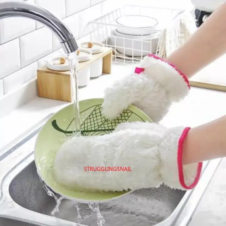 

Cleaning gloves Bamboo Fiber Waterproof Rag Glove Anti-slip Dish Washing Gloves for Home Kitchen Household Gloves Cleaning Tool