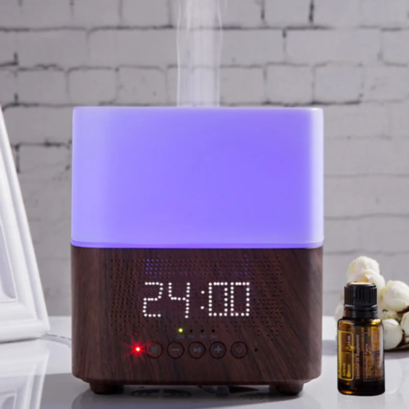 

Hot selling 300ml aromatherapy diffuser 3 in 1 Alarm Clock Humidifier Music Bluetooth speaker Essential Oil Diffuser