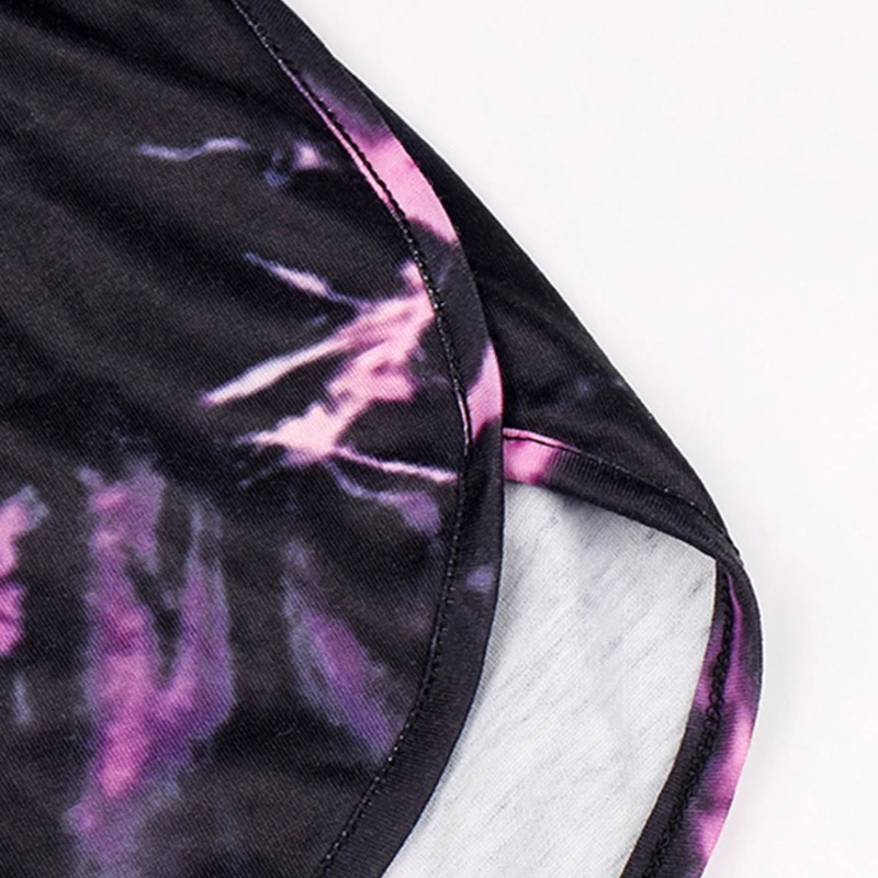 

Women Autumn Tie-Dye Print 2 Piece Tracksuit Set Long Sleeve O-Neck Sweatshirt Top Drawstring Shorts Sportswear