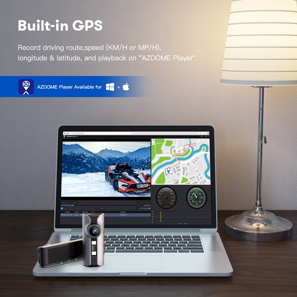 $120.00 AZDOME M550 3 Camera 4K+1080P Car DVR WiFi GPS Logger Night Vision Dual Lens Dash Cam with Rearview Lens 3 Channel Car Camcorder