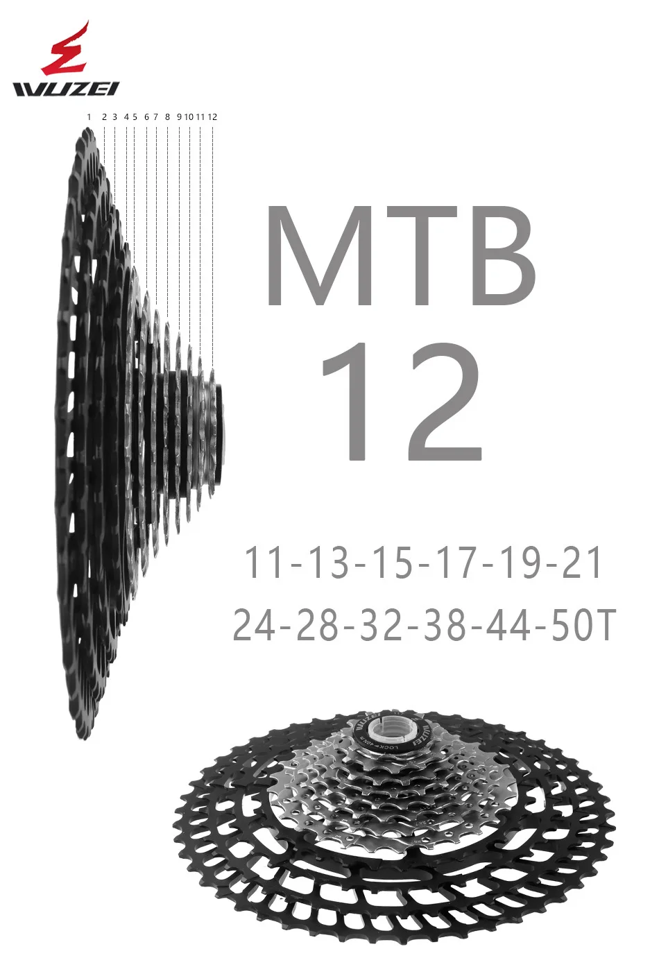 WUZEI MTB 12 Скоростей Freewheel 11-50T pinions 403g кассета Сверхлегкий ЧПУ колесо mmount запчасти для велосипеда