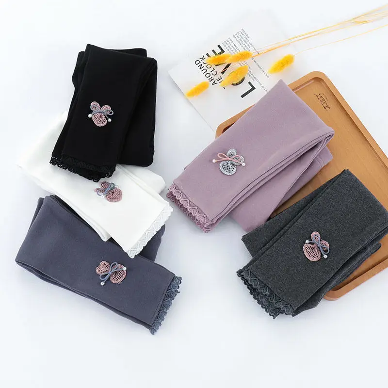 Vidmid Girls Candy Colored Cotton Leggings Spring Autumn Children Cotton Cartoon Pants Lace Butterfly Girls Leggings P233