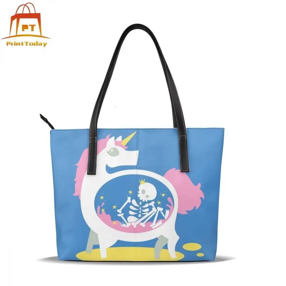 

Сумка с единорогом в виде скелета и единорога, сумки с верхними ручками, большая Подростковая кожаная сумка-тоут, женские сумки
