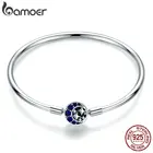 BAMOER подлинное 100% Серебро 925 пробы синий CZ луна и звезда браслет и браслеты для женщин Стерлинговое серебро ювелирные изделия S925 SCB080