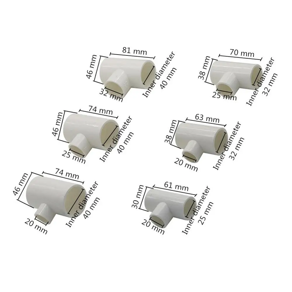 20/25/32/40mm PVC Reducing Tee Connector Garden Water Connectors Coupling Pipe Reducer Adapter 3 Pcs | Дом и сад