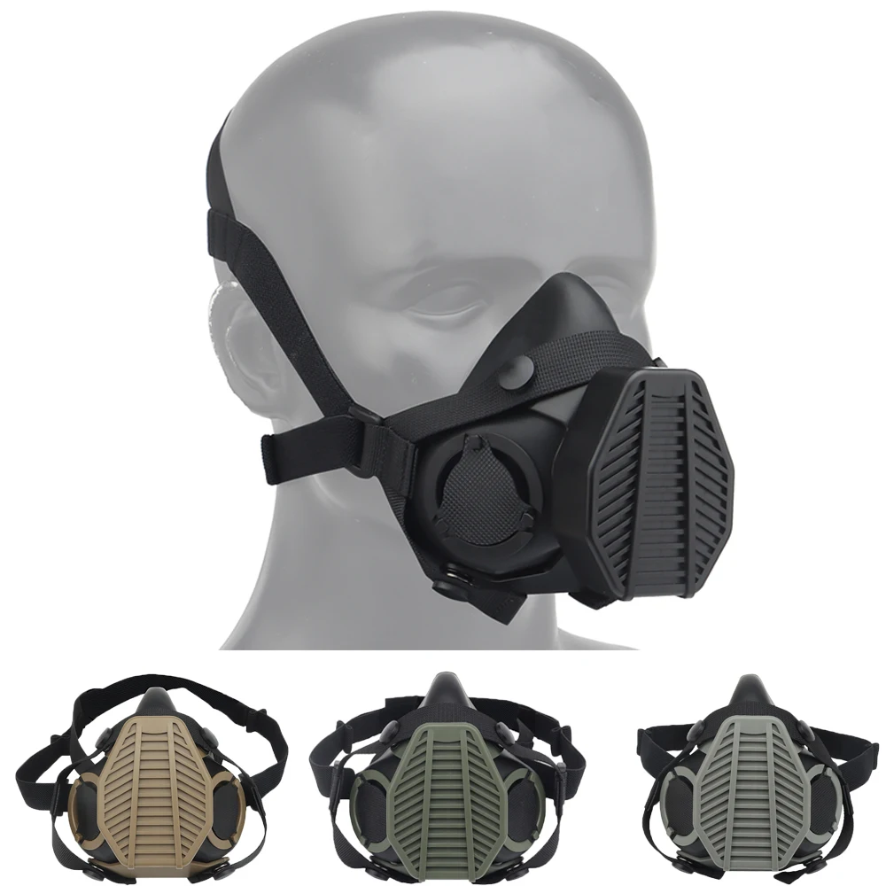 

Special Tactical Respirator Mask Half Face Gas Mask Replaceable Filter for Military Hunting Airsoft Paintball CS Game Equipment