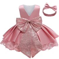 2021 christmas evening clothing baby lace bow knot children dresses for girls birthday party vestidos wedding costumes 1 5 years