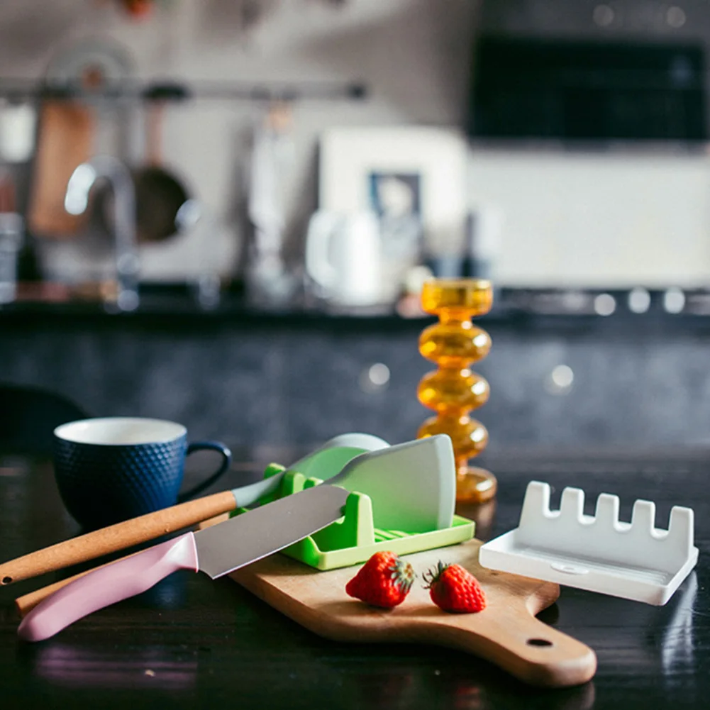 

Kitchen Utensil Plastic Spoon Holder Pot Lid Spatula Chopsticks Holder Spoon Rest Heat Resistant Kitchen Rack Organizer Non-slip