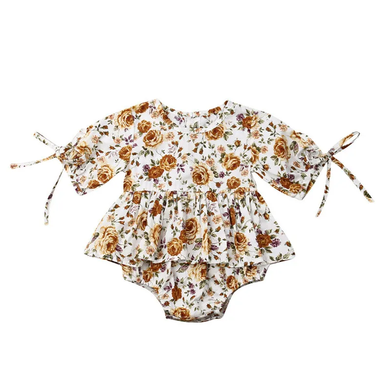 

Sweet Toddler Baby Girl Bow Long Sleeve Flower Romper Jumpsuit Outfits Clothes Set