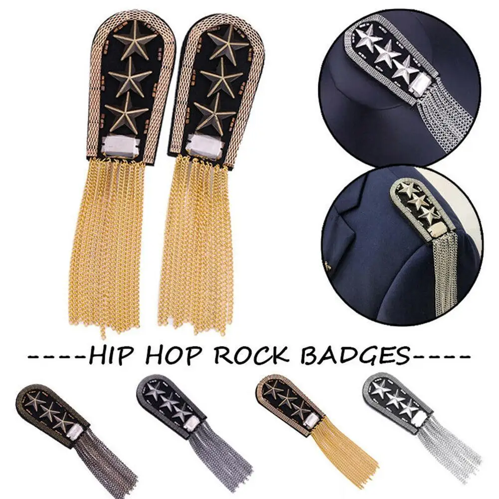 Винтажная цепочка с пятиконечной звездой и кисточкой, Наплечные значки, бусины, металлические эполеты из ткани, брошь, медаль, 1 шт. Винтажная цепочка с пятиконечной звездой и кисточкой, Наплечные значки, бусины, металлические эполеты из ткани, брошь, медаль, 1 шт.