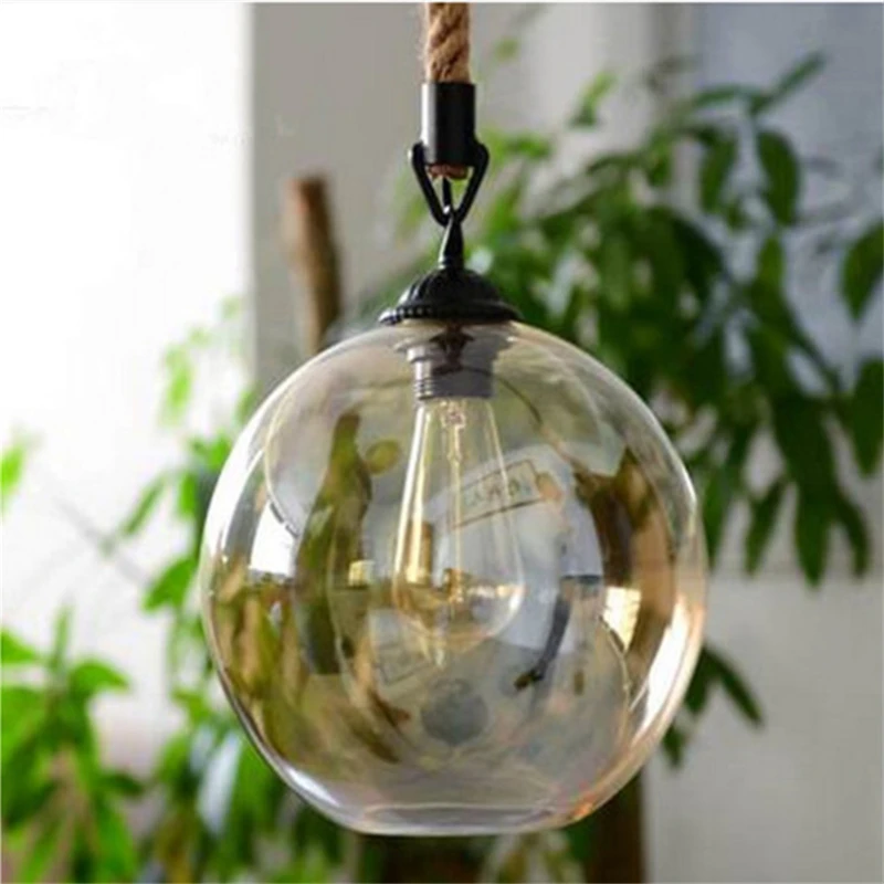 Американский Сельский канат обеденные лампы Винтаж стеклянный шар бар/гостиная
