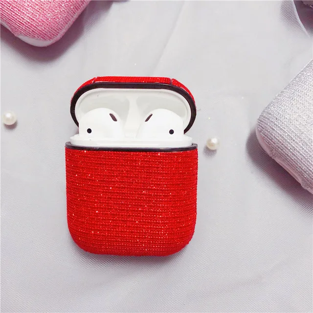 Популярный блестящий чехол AirPods для Apple AirPods 1/2, красивая Bluetooth гарнитура, коробка, беспроводные наушники, чехол для зарядки - Цвет: Red