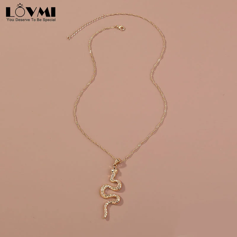 

2021 Women necklace jewelry gothic accessories punk gold long snakelike S shape neck chains pendants for women's birthday gifts