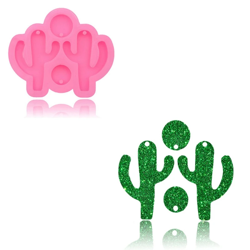 

87HC Cactus Keychain Epoxy Resin Mold Earrings Pendant Casting Silicone Mould DIY Crafts Jewelry Casting Tools