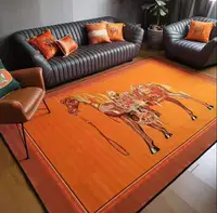 Modern Luxury American Style Carpet Chic Horse Rug Living Room Carpets Orange Color Embossing Geometric Non-Slip Floor Mats