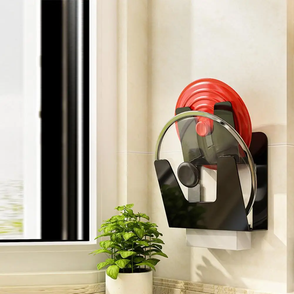

Water Draining Modern Wall Mounted Pot Lids Holder Rustproof Pots Lids Rack Durable for Bathroom