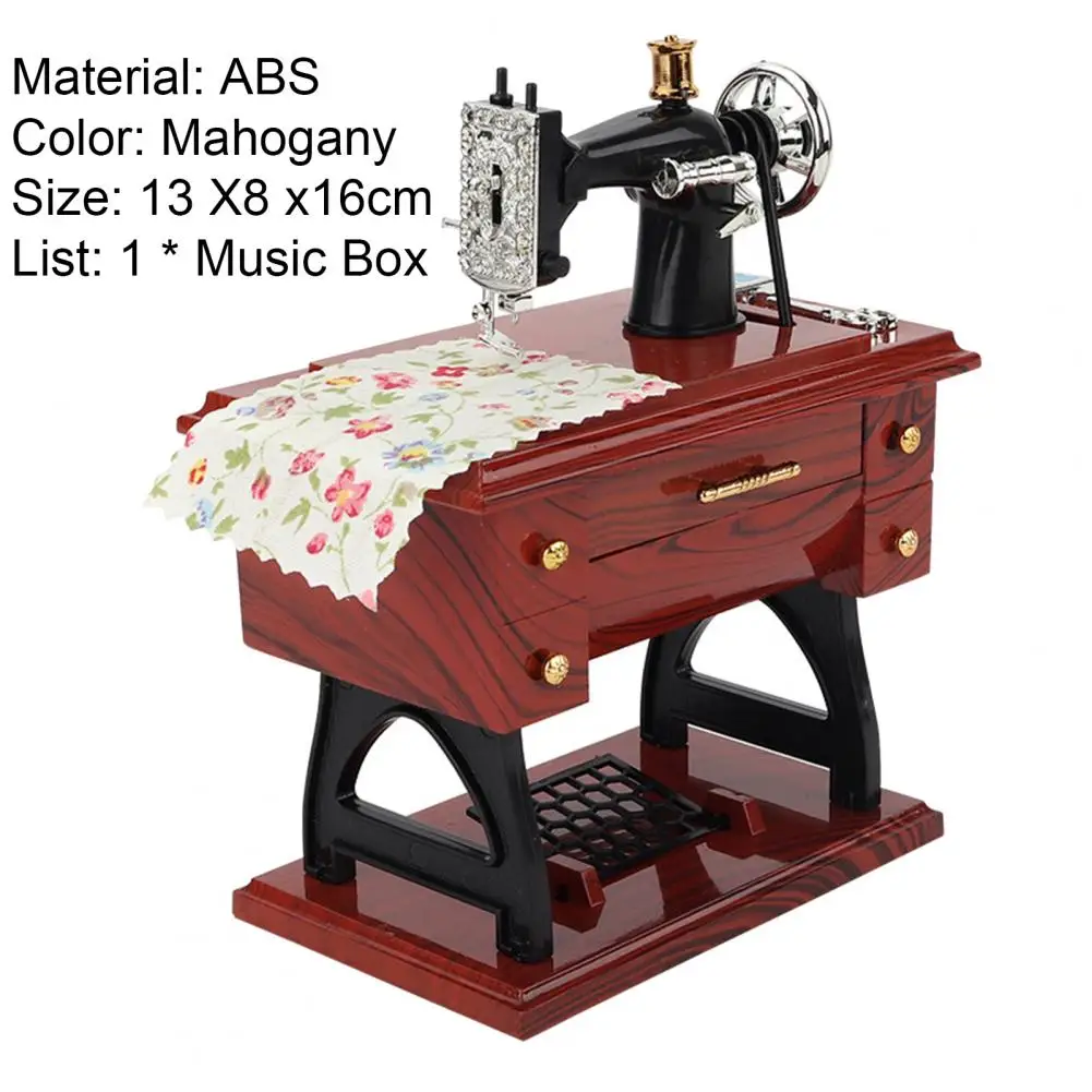 

Music Box Retro Mechanical ABS Sewing Machine Music Box for Gift