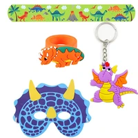 45pcs dinosaur party favor set decoration supplies dino mask jurassic ring keychain slap bracelets treat goodie bag filler
