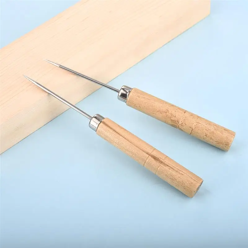 2 шт. деревянная ручка для шитья Awl ручная строчка DIY кожаного браслета