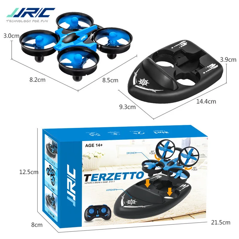 Модернизированный H36 JJRC H36F Terzetto 1/20 2 4G 3 в 1 Радиоуправляемый Летающий Дрон Land Driving