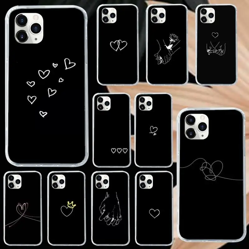 

Simple Lines Love Heart pattern Phone Case Transparent soft For iphone 5 5s 5c se 6 6s 7 8 11 12 plus mini x xs xr pro max