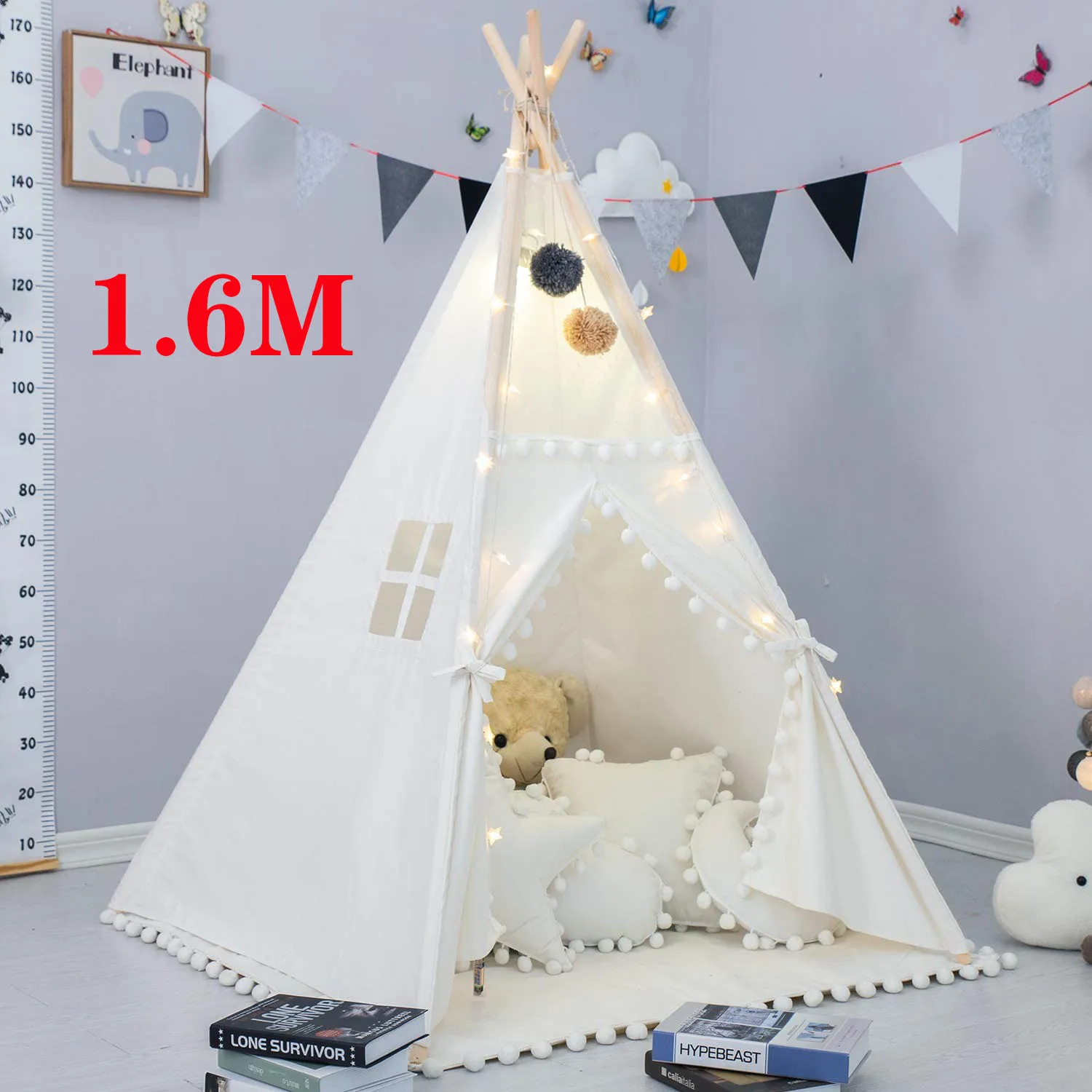 

1.6M Large Kids Tent Teepee Portable Children Game Play House Indoor Outdoor Indian Castle Folding Baby Child Wigwam Tents Tipi