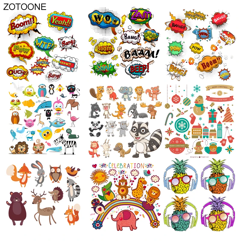 Рождественские нашивки ZOTOONE с животными наклейки буквами термоклейкие для