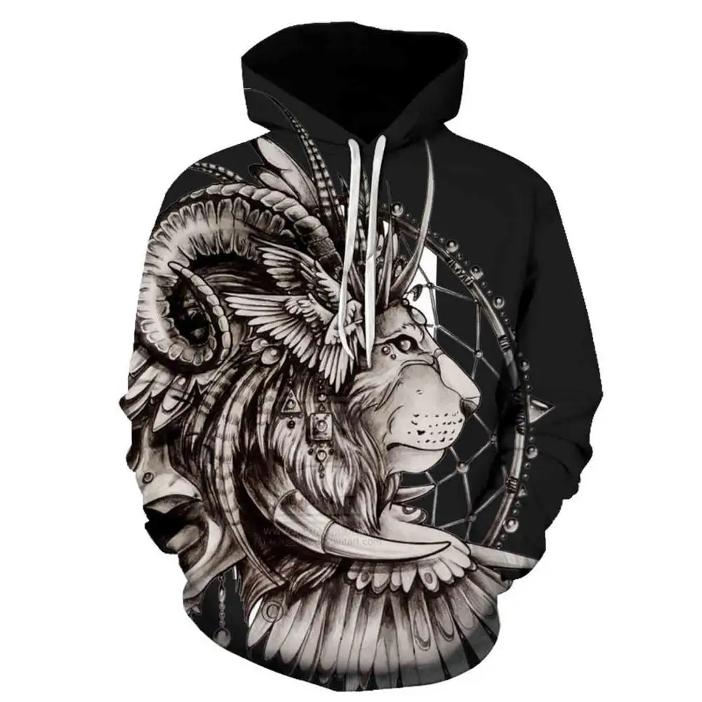 Men's high quality horror armor snake girl totem 3D printed hoodie young designer casual and fun S-6XL | Мужская одежда