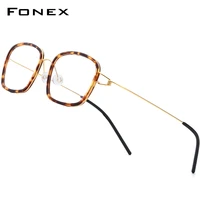 fonex titanium alloy optical glasses men myopia denmark ultralight prescription eyeglasses frame women screwless eyewear 98617