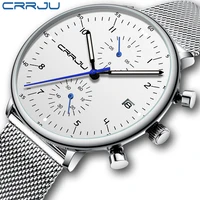 crrju mens watch top luxury brand men stainless steel wristwatch mens military waterproof date quartz watches relogio masculino