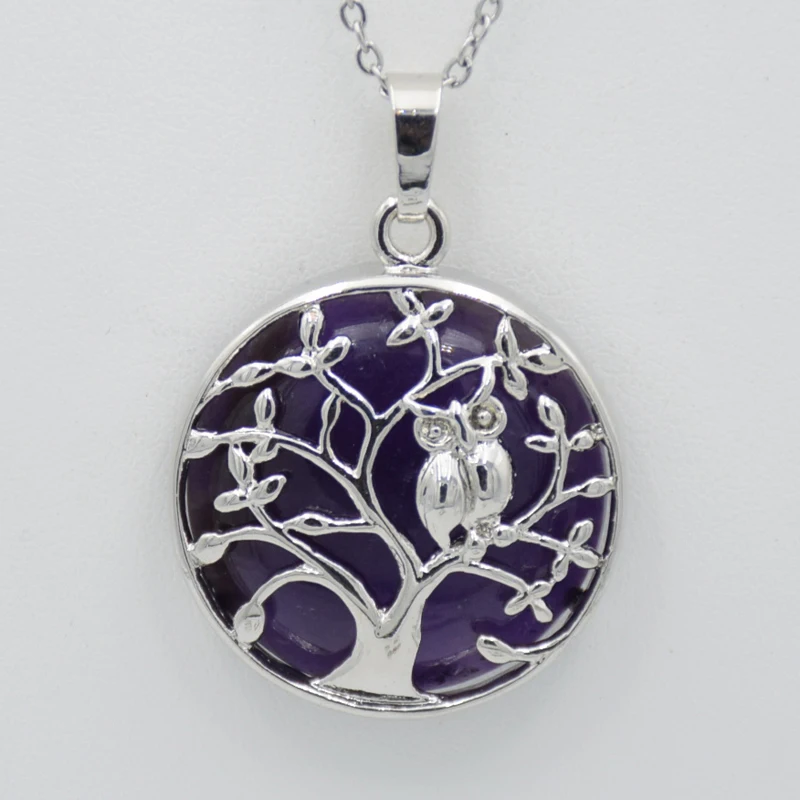 Натуральный камень плоская бусина Сова деревья хрустальные бусины подвески для