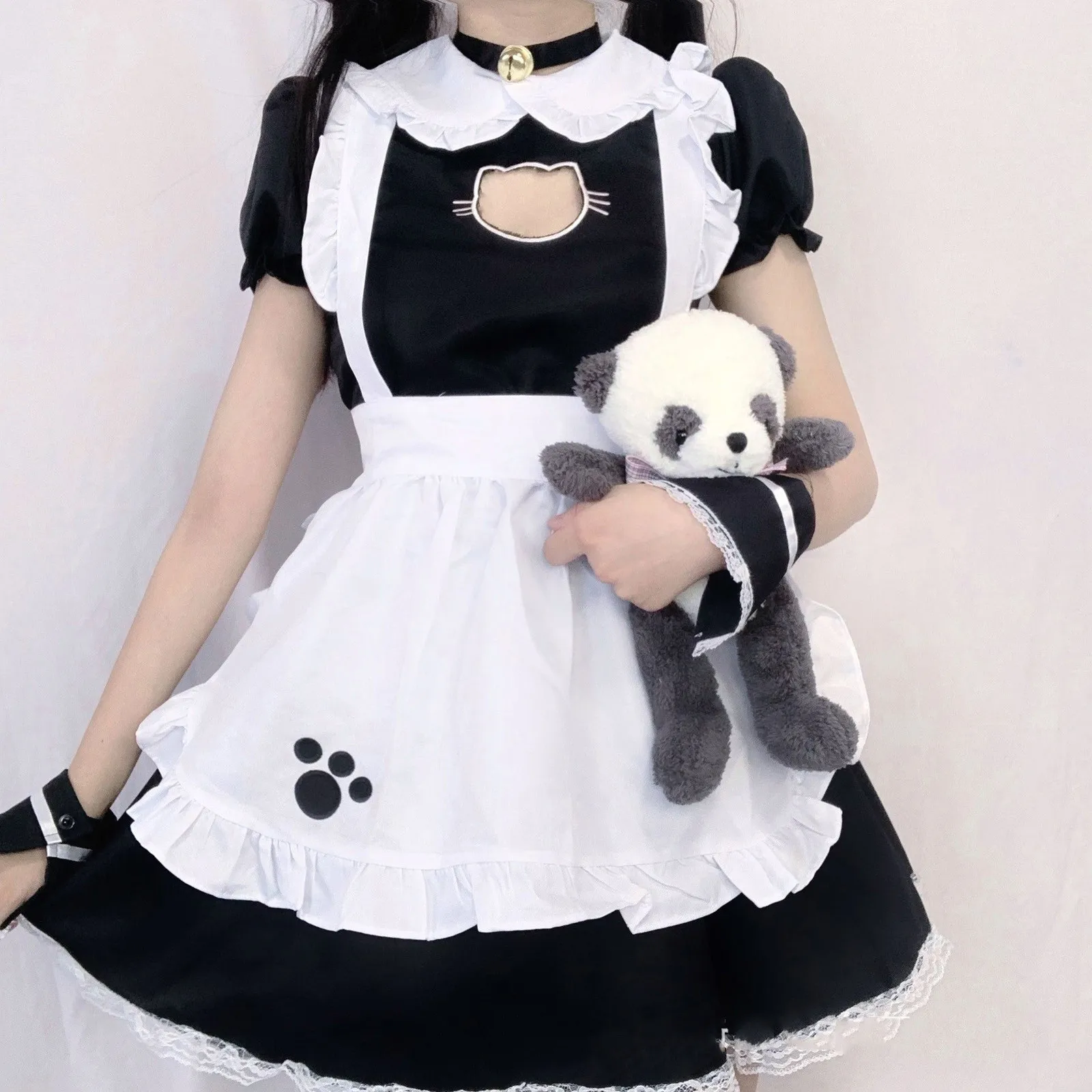 

Women Maid Outfit Lolita Dress Cute Crossdress Anime Black White Apron Cosplay Maid Dress Men Uniform Cafe Costume Mucama 2021
