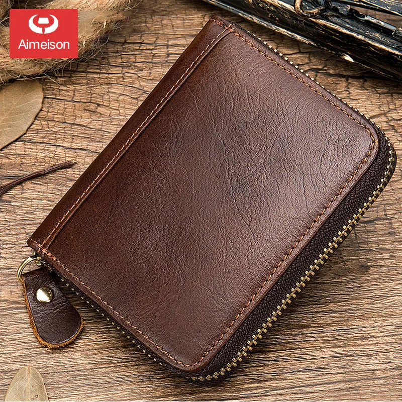 Модный короткий кошелек для мужчин мужской однотонный из натуральной кожи