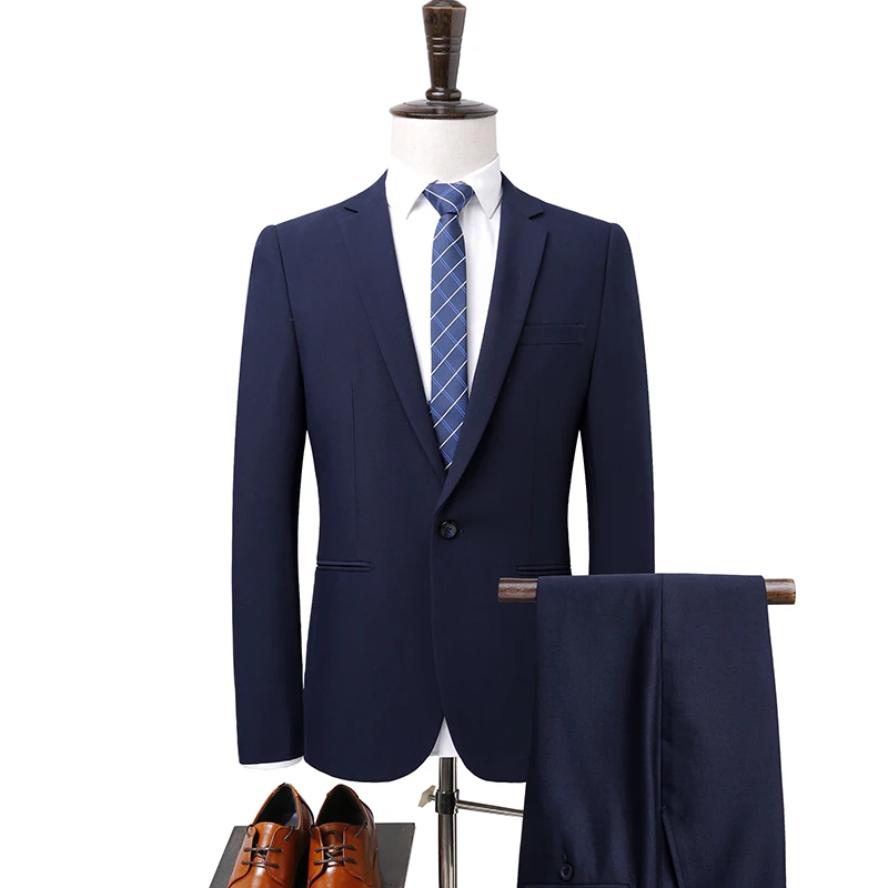 

Mens With Pants 2021 New Arrivals Single Button Invisible Pocket Suits For Man Regular Slim fit Royal Blue BLACK 6661